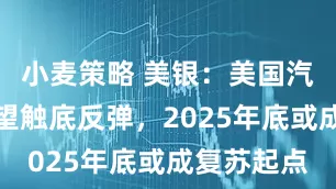 小麦策略 美银：美国汽车销量有望触底反弹，2025年底或成复苏起点