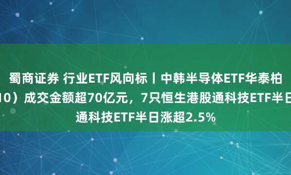 蜀商证券 行业ETF风向标丨中韩半导体ETF华泰柏瑞(513310)成交金额超70亿元,7只恒生港股通科技ETF半日涨超2.5%